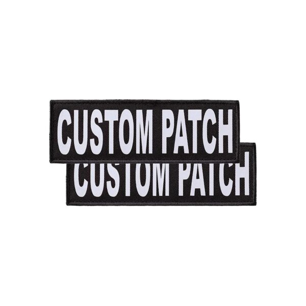 Customizable White Text Patches for Dog Vests Harnesses and Collars with Hook Backing