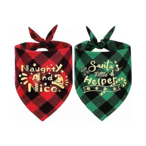 Customized Plaid Christmas Bandana for Small Medium Large Dogs Cat Pets Outfit