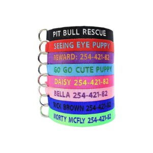 Customized Soft Nylon Dog Collars with Embroidered Pet Names and Phone Numbers