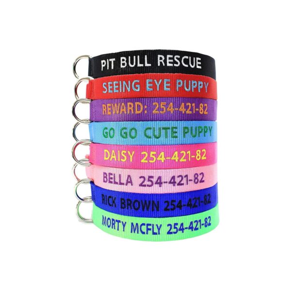 Customized Soft Nylon Dog Collars with Embroidered Pet Names and Phone Numbers