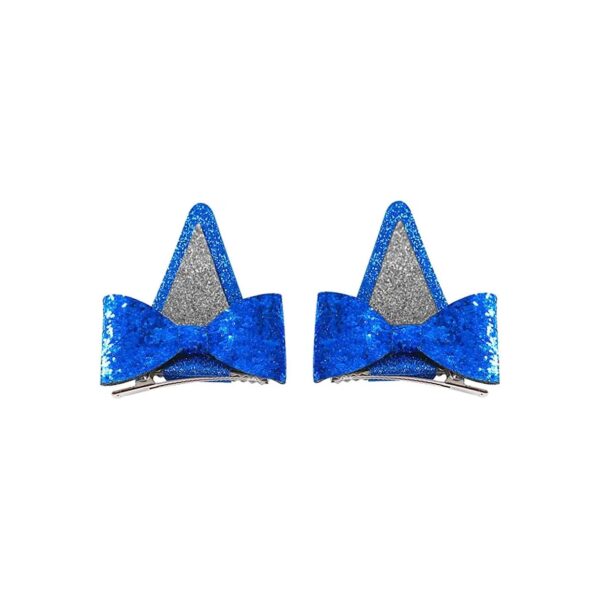 Cute Blue Ears Hair Clips Blue Cosplay Costume Hair Bow for Kids Party Wear