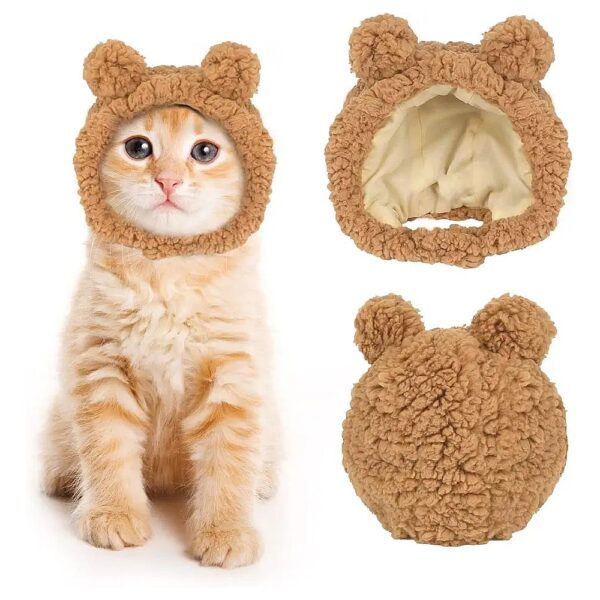 Cute Brown Bear Costume for Small Cats and Dogs with Adjustable Headgear