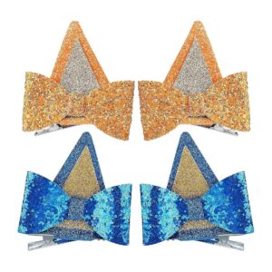 Cute Cartoon Dog Ear Hair Bow Clips for Boys and Girls with Orange and Blue Color Options