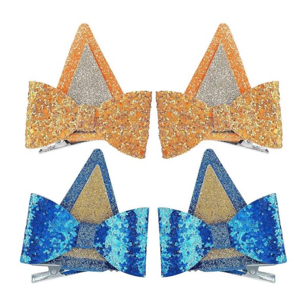 Cute Cartoon Dog Ear Hair Bow Clips for Boys and Girls with Orange and Blue Color Options