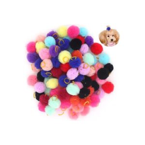 Cute Colored Ball Design Dog Hair Bows with Rubber Bands and Soft Gauze