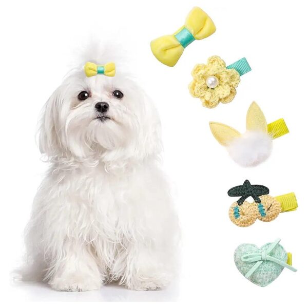 Cute Designs Pet Hair Accessories 5PCS Hair Clips for Dogs Cats Handmade