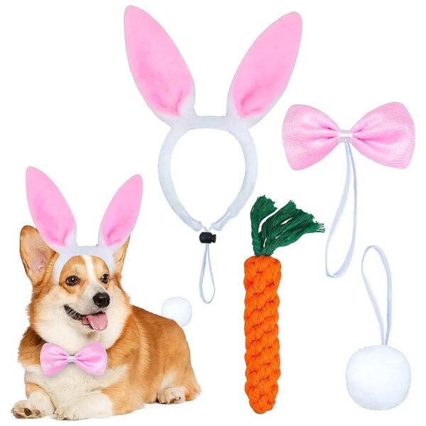 Cute Dog Bunny Ears and Bowtie Easter Costume for Small Medium Large Dogs