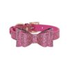 Cute Dog Collar with PU Leather Bowtie and Sparkly Sequins for Small to Medium Dogs