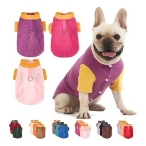 Cute Dog Sweater Clothes with O-Ring Leash, Stretchy Soft Material for Small Medium Dogs