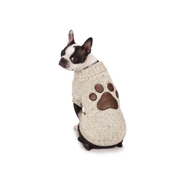 Cute Dog Sweater with Faux Leather Pawprint for Small Dogs