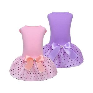 Cute Dog Wedding Dress Shirts Pink Purple Medium Pet Apparel Clothes for Daily Wear Party