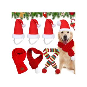 Cute Dog and Cat Red Pompon Christmas Hats and Scarves Cat Dog Palocoa Accessory Gift Set