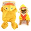 Cute Duck Raincoat with Hood and Leash Ring for Small Dogs, Yellow Medium