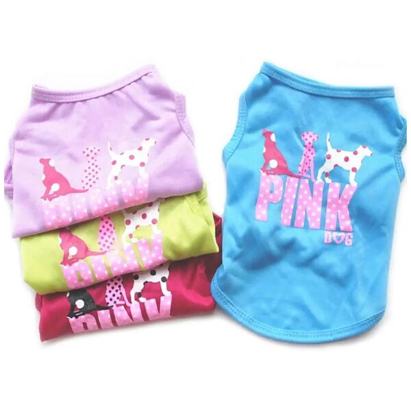 Cute Fashion Dog Shirt with Sleeveless Design and Back Printing for Small Medium Dogs