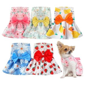 Cute Flower Petals and Bows Dog Dresses for Small Dogs Daily Wear