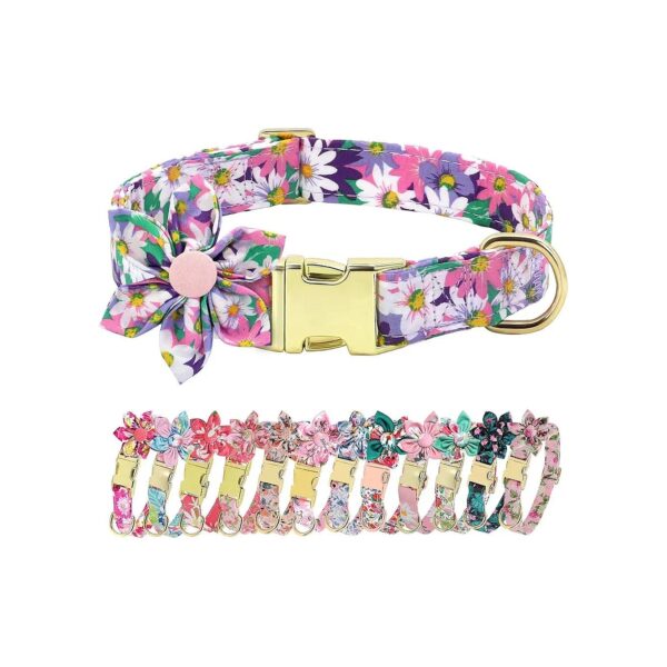 Cute Girl Dog Collar with Flower for Wedding Holiday and Daily Wear