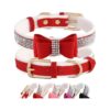 Cute Girl Dog Collars with Red Crystal Diamonds and Adjustable Sizes for Small Dogs