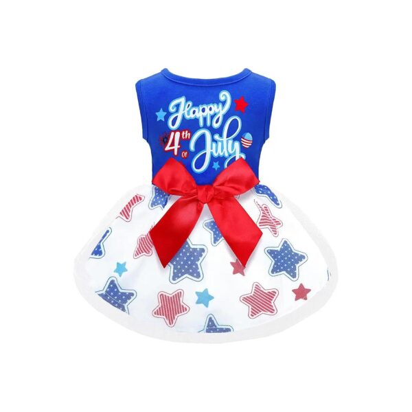 Cute Happy 4th of July Dog Outfit with Adjustable Elastic Waist and Velcro Closure