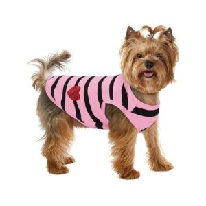 Cute Heart Pattern Dog Striped T-Shirt for Small to Large Dogs, Soft Cotton Fabric