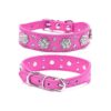 Cute Hot Pink Flower Rhinestone Bling Dog Collar Comfortable Adjustable Buckle Collar