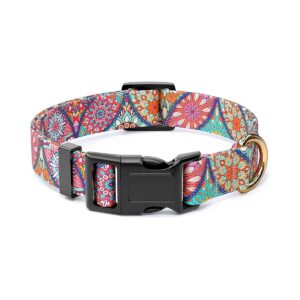 Cute Mandala Pattern Dog Collar with Adjustable Length for Small Medium Large Dogs