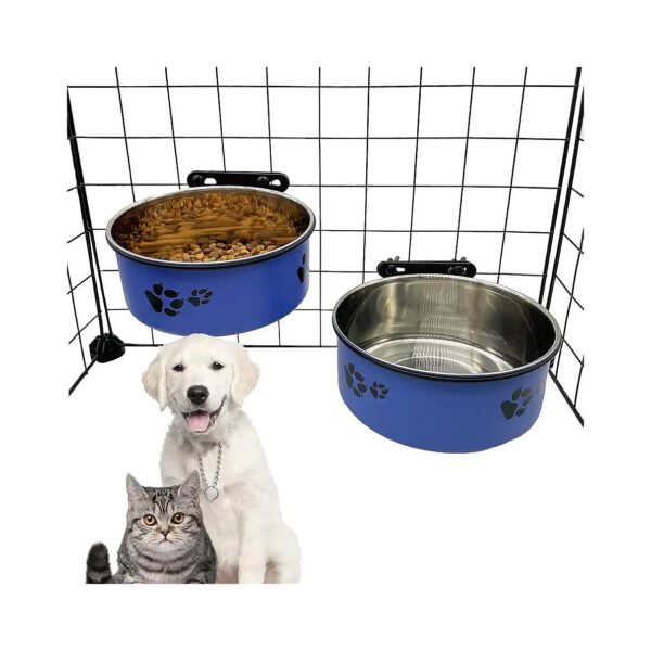 Cute Paw Pattern Stainless Steel Dog Food Bowl for Crate Feeding