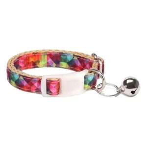 Cute Pet Accessories, Kaleidoscope Diamond Collar with Bell and Buckle