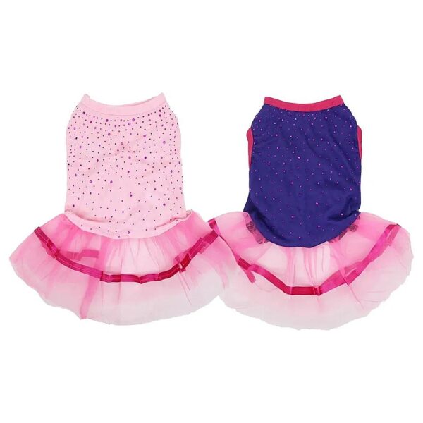 Cute Pet Dress with Tulle and Stretchy Fabric for Small Breed Dogs