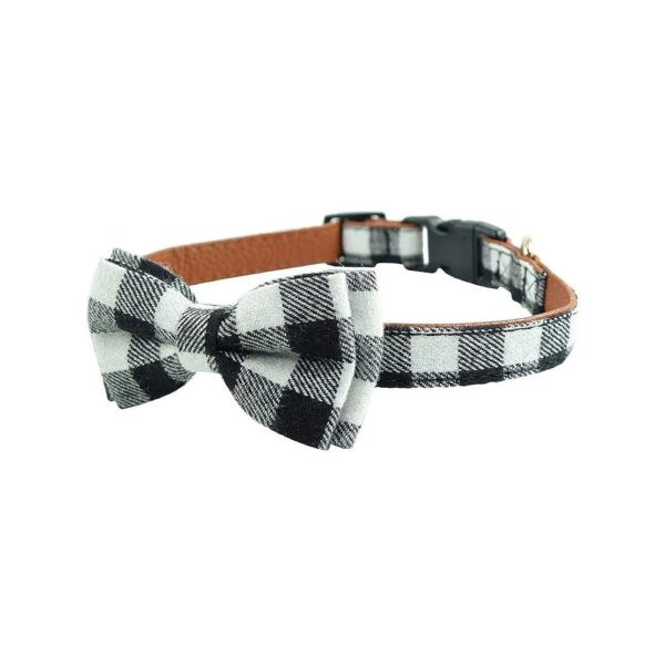 Cute Plaid Dog Accessories for Small to Large Breeds with Adjustable Collars and Bowties