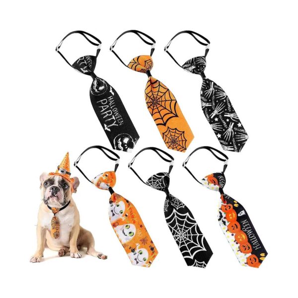 Cute Pumpkin Skull Dog Bow Ties for Halloween and Christmas Celebrations