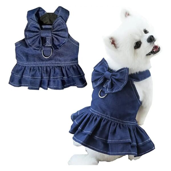 Cute Puppy Girl Clothes with Leash Ring and D-Ring for X-Large Dogs