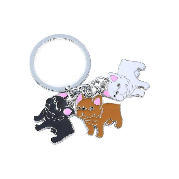 Cute Puppy Metal Keychain Key Ring for Dog Owners French Bulldog Design