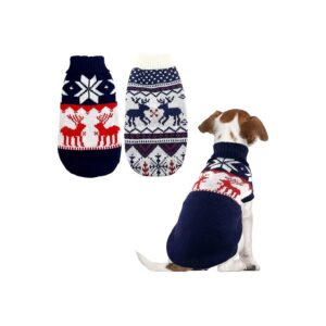 Cute Reindeer and Snowflake Pattern Xmas Sweaters for Cats and Small Dog Breeds