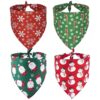 Cute Small Dog Bandanas Red Green Triangle Bib Christmas Costume Accessories