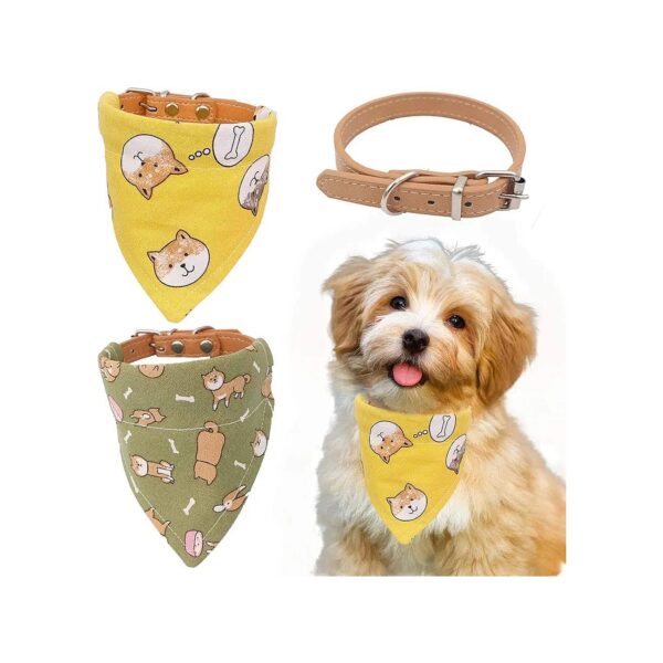 Cute Small Dog Bandanas and Adjustable Collars with Fashion Patterns for Dogs