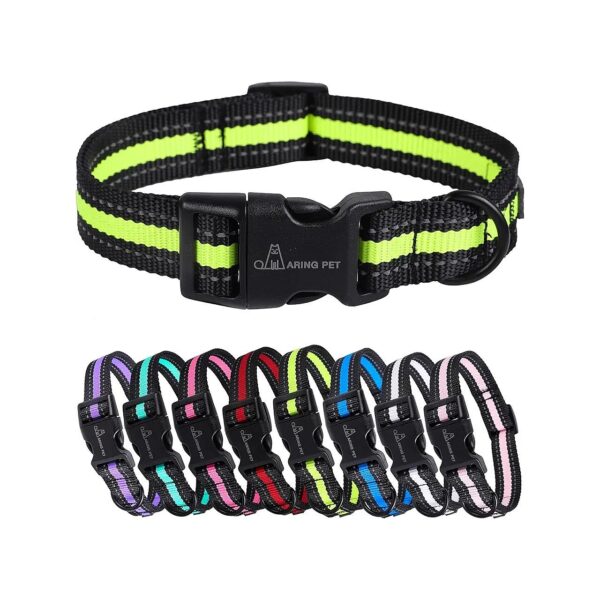 Cute Small Dog Collars Reflective Nylon Buckle Metal D-Ring Quick Release