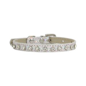 Cute Sparkling Collar for Small Dogs with Rhinestones and Soft Pu Leather