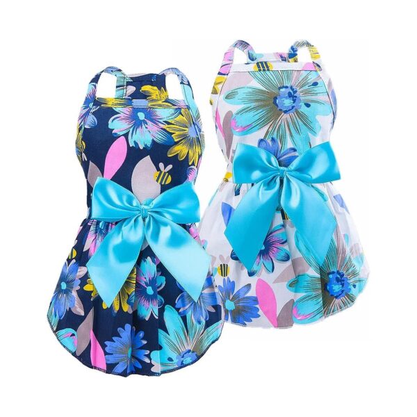 Cute Sun Flower Dog Dress for Small Breed Dogs and Cats, Soft Cotton Fabric Summer Wear