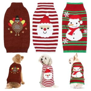 Cute and Classic Turkey Snowman Santa Holiday Sweaters for Small Medium Large Pets Medium