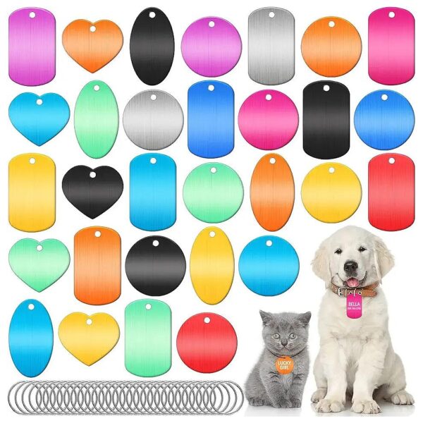 Cute and Durable Aluminum Dog Tags with Rings 30PC for Customizable Engraving DIY Gift