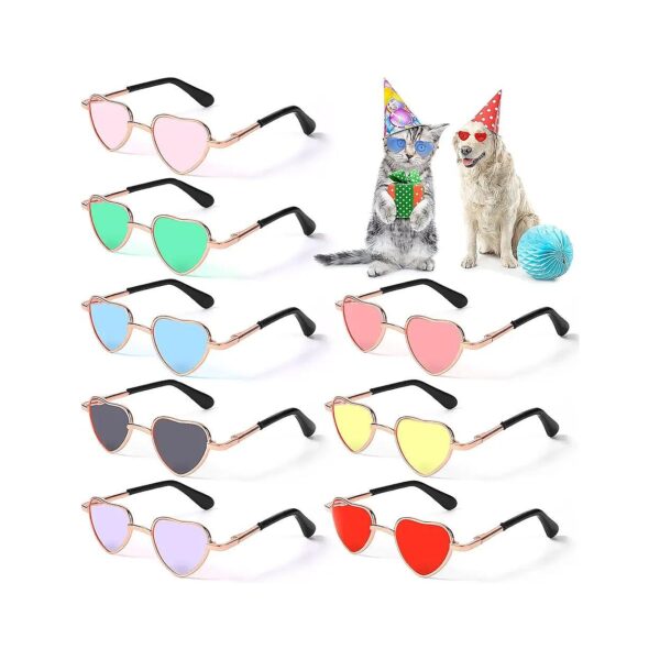 Cute and Retro Heart Sunglasses for Small Dogs and Cats for Party and Costume