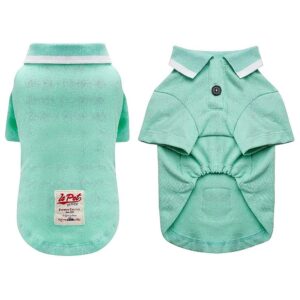 Cute and Stylish Dog Polo Shirt for Small Dogs with Bright Aqua Color