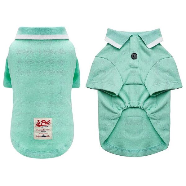 Cute and Stylish Dog Polo Shirt for Small Dogs with Bright Aqua Color