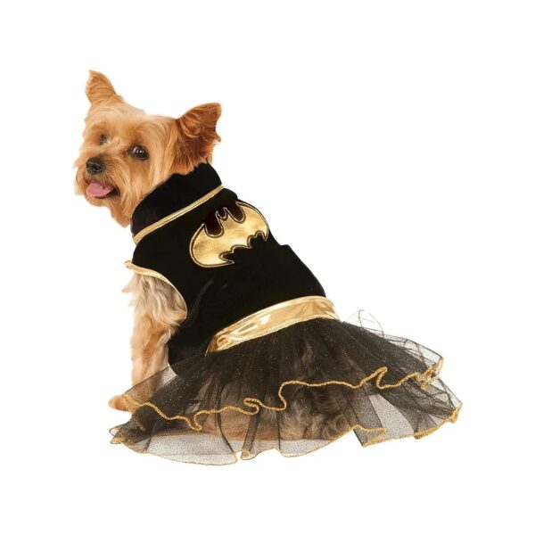 DC Comics Batgirl Dog Costume with Gold Trim and Tutu, XS