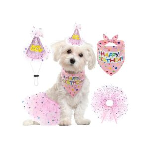 DIY Dog Birthday Party Themes with Pink Tutu Skirt and Bandana Set