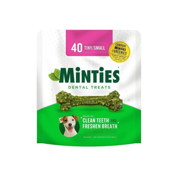 Daily Dental Care for Small Dogs, 40 Count, Mint-Flavored Treats Remove Plaque & Tartar