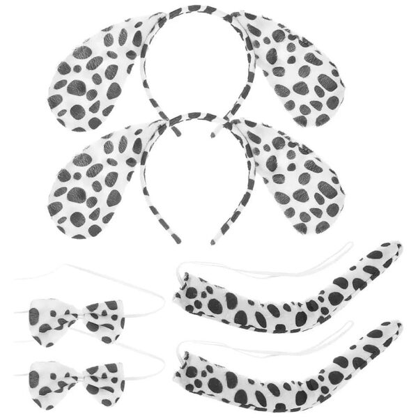 Dalmatian Dog Headband Ears Tail Kit for Cosplay Costume Decoration Makeup Set