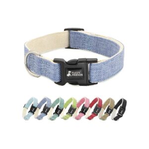 Dark Blue Hemp Dog Collar with Hypoallergenic Properties and 5 Sizes Available