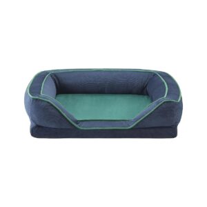 Dark Blue Orthopedic Dog Bed for Medium Dogs with Memory Foam and Washable Cover