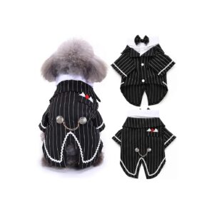 Dark Bride or Prince Wedding Costume for Small Medium Large Puppies with Formal Suit